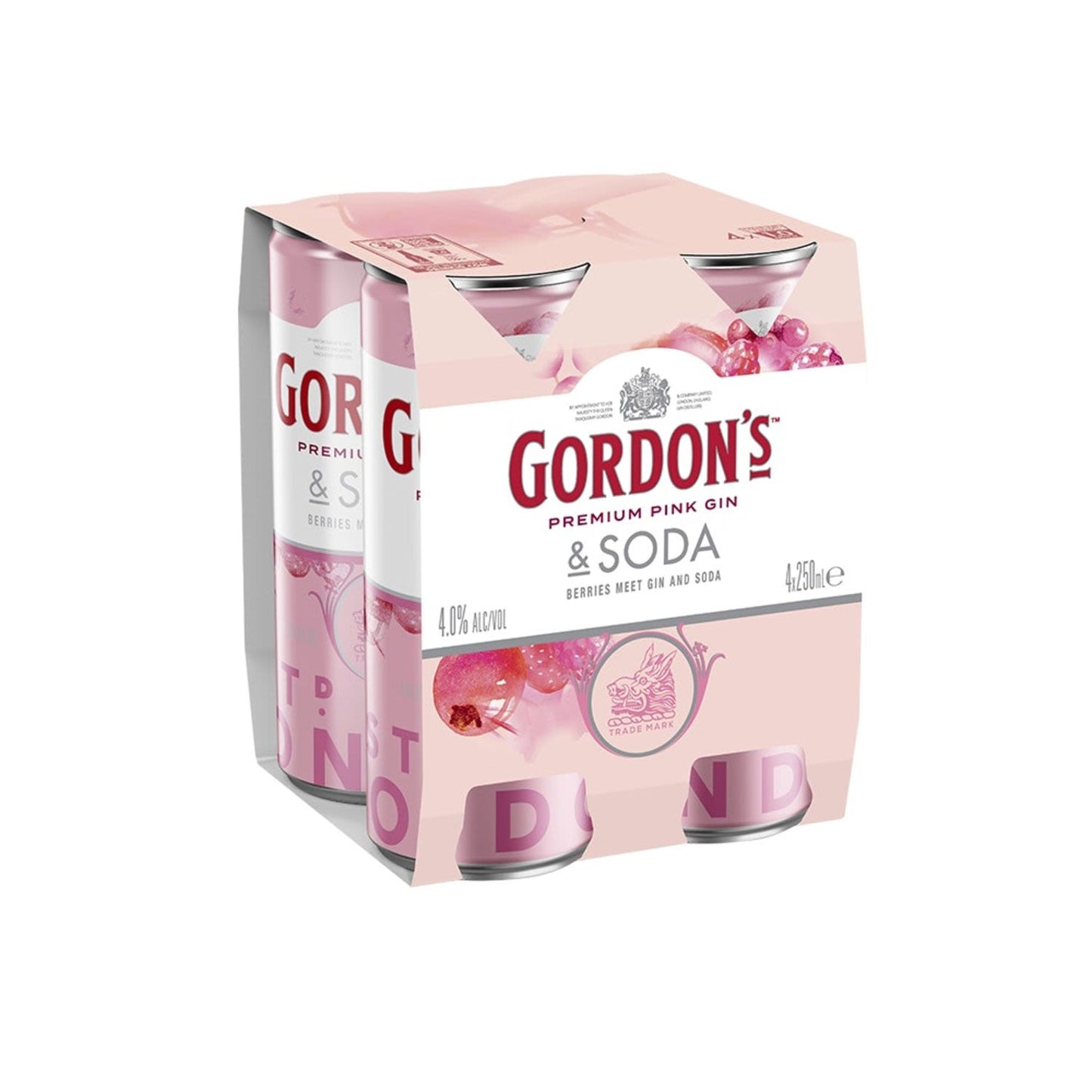 Gordon's Pink Gin & Soda Can 250mL 4 Pack