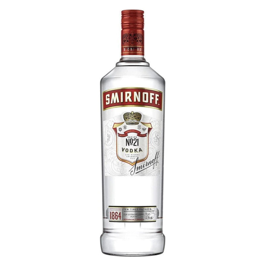 Smirnoff vodka bottle on a white background