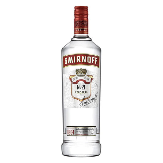 Smirnoff vodka bottle on a white background