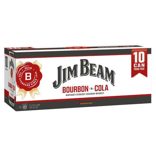 Jim Beam White & Cola Can 375mL 10 Pack