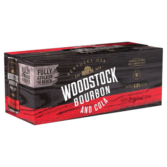 Woodstock Bourbon & Cola 4.8% Can 375 mL 10 Pack