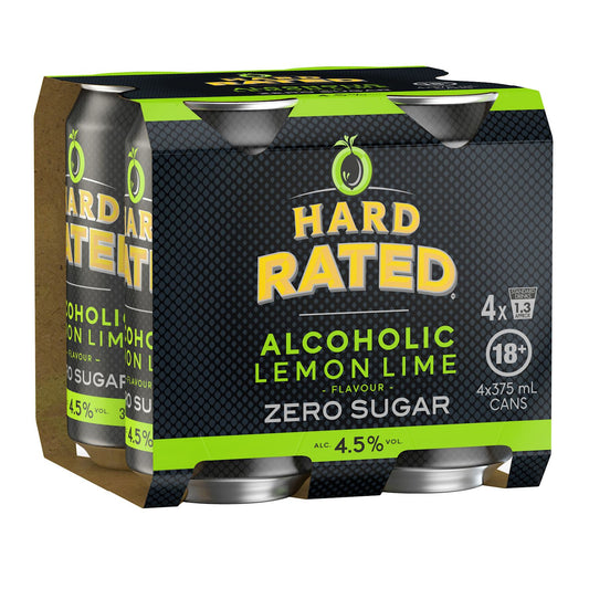 Hard Rated Zero Sugar Zesty Lemon Lime Can 375mL