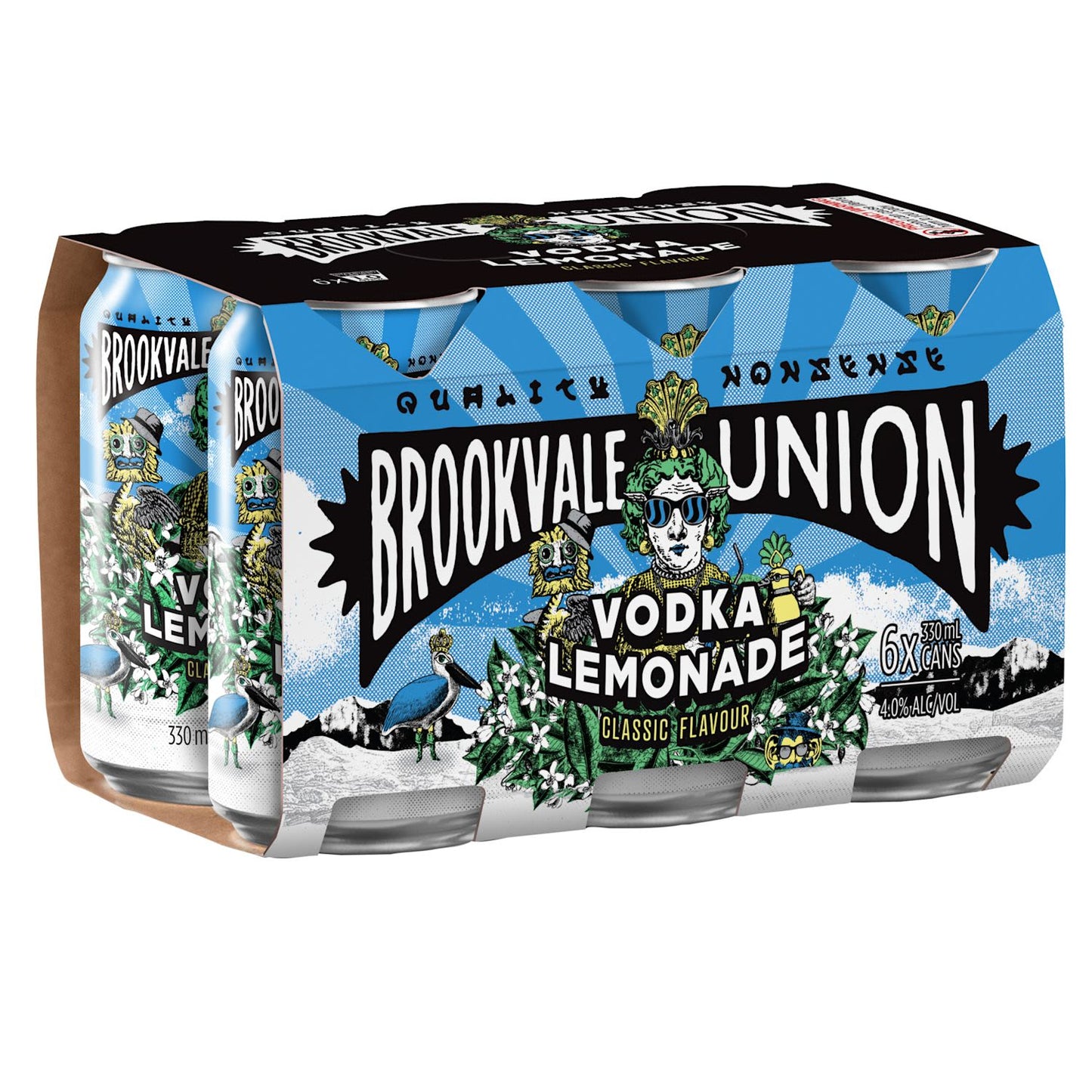 Brookvale Union Vodka Lemonade 4% Can 330mL 6 Pack