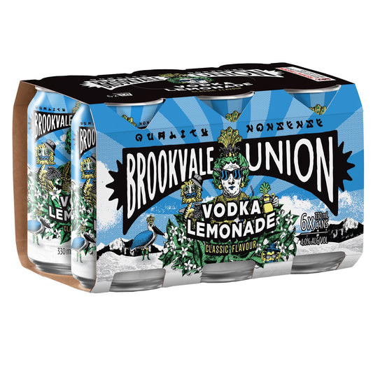 Brookvale Union Vodka Lemonade 4% Can 330mL 6 Pack