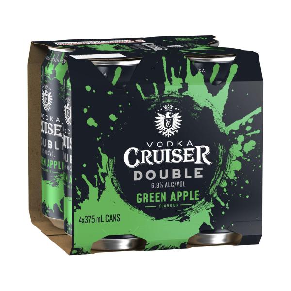 Vodka Cruiser Double Green Apple Can 375mL 4 Pack