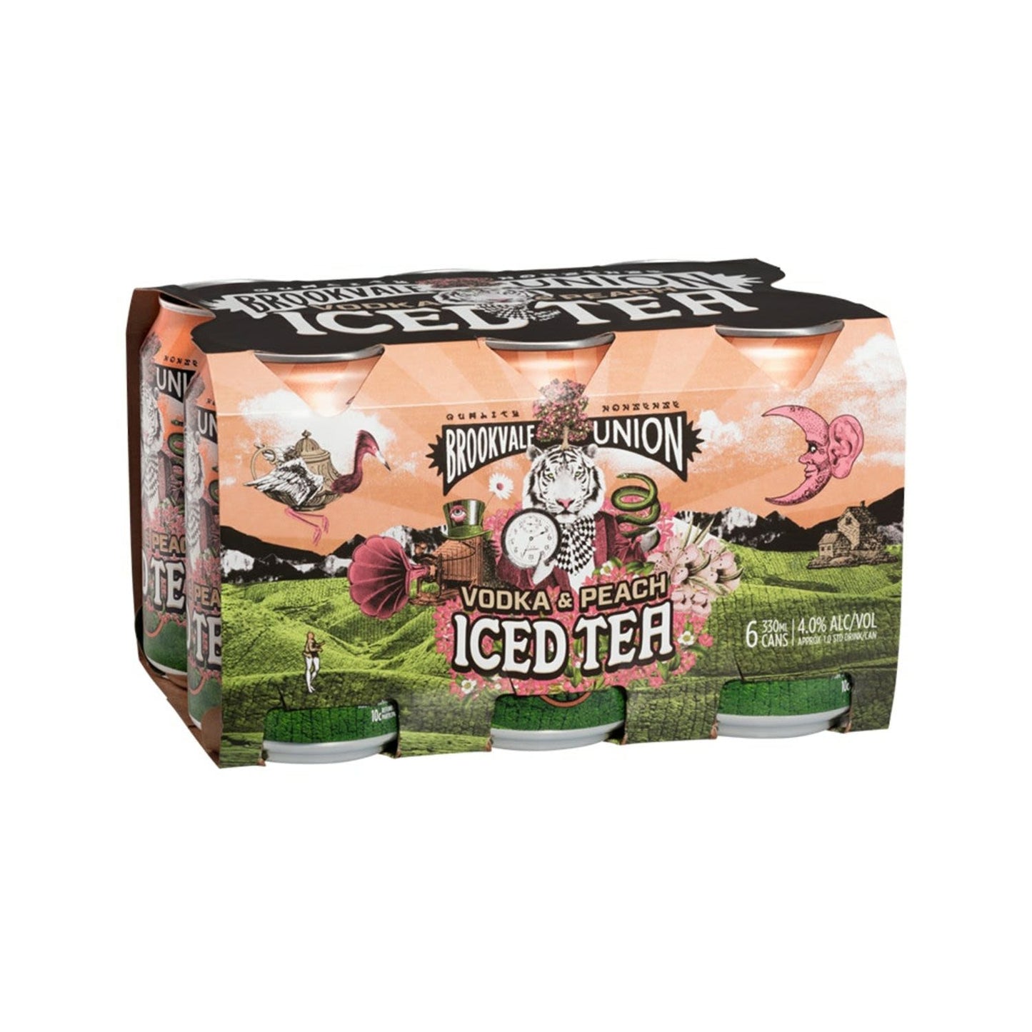 Brookvale Union Vodka & Peach Iced Tea Can 330mL 6 Pack