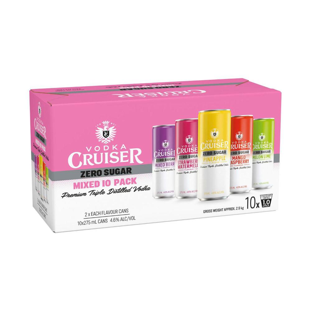 Vodka Cruiser Sugar Free Mixed Pack Can 275mL 10 Pack