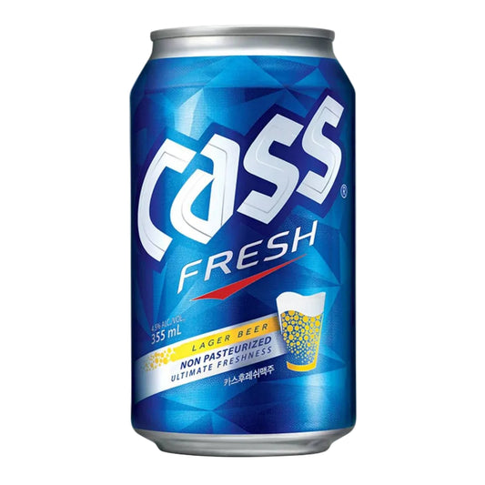 Cass Fresh beer can on a white background