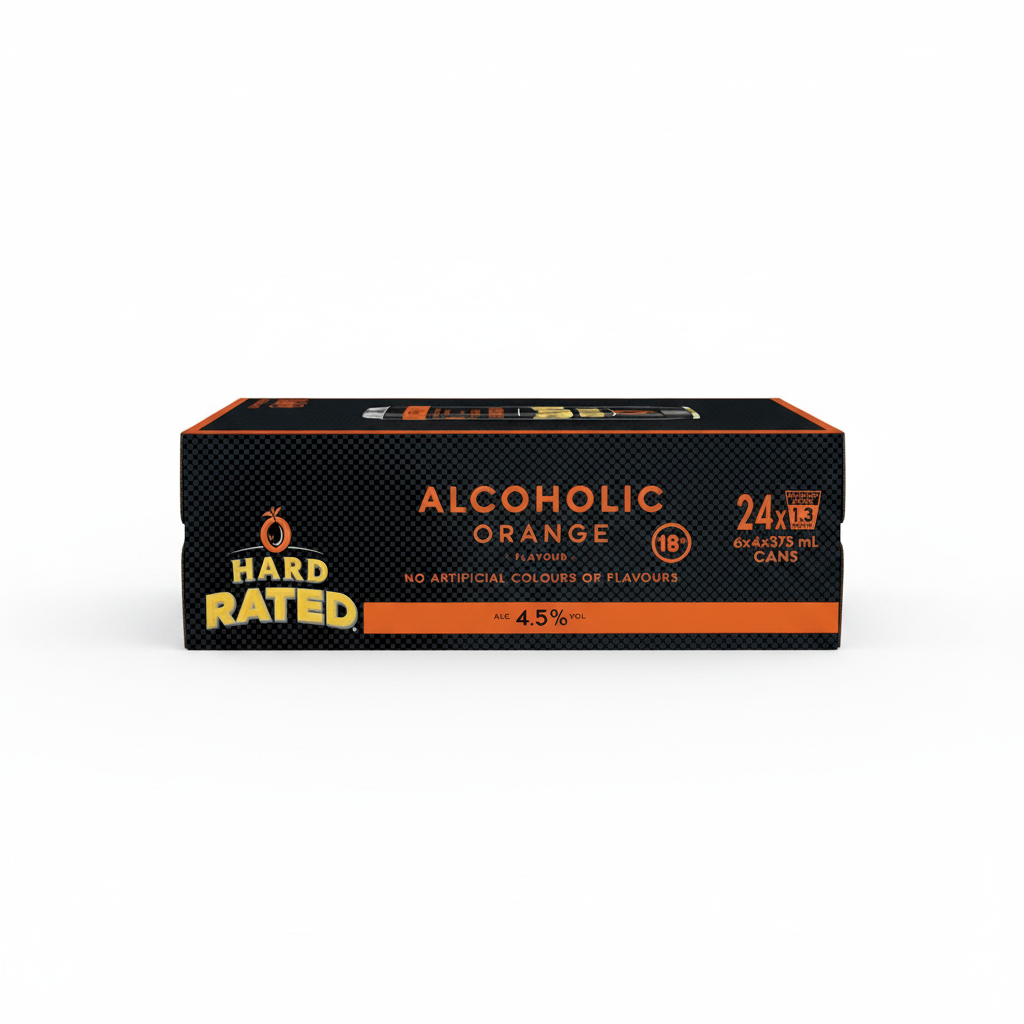 Hard Rated Alcoholic Orange slab on white background