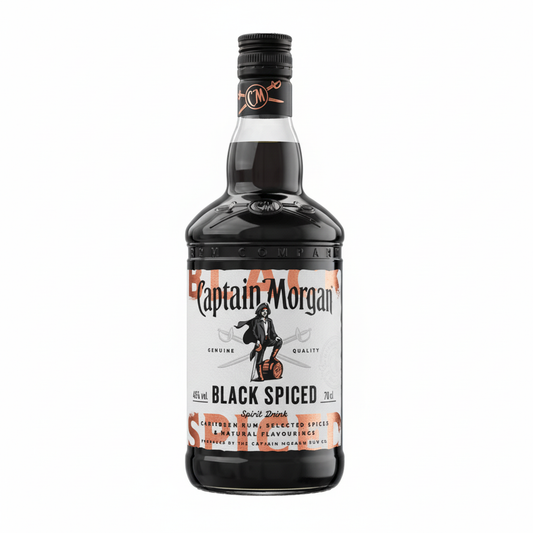 Captain Morgan Black Spiced Rum 700mL bottle on white background