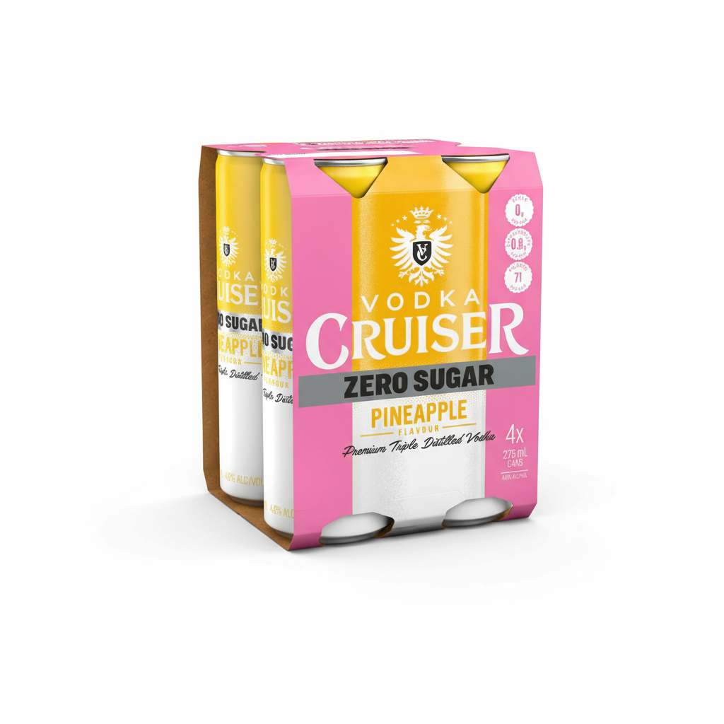 Vodka Cruiser Zero Sugar Pineapple 4 Pack