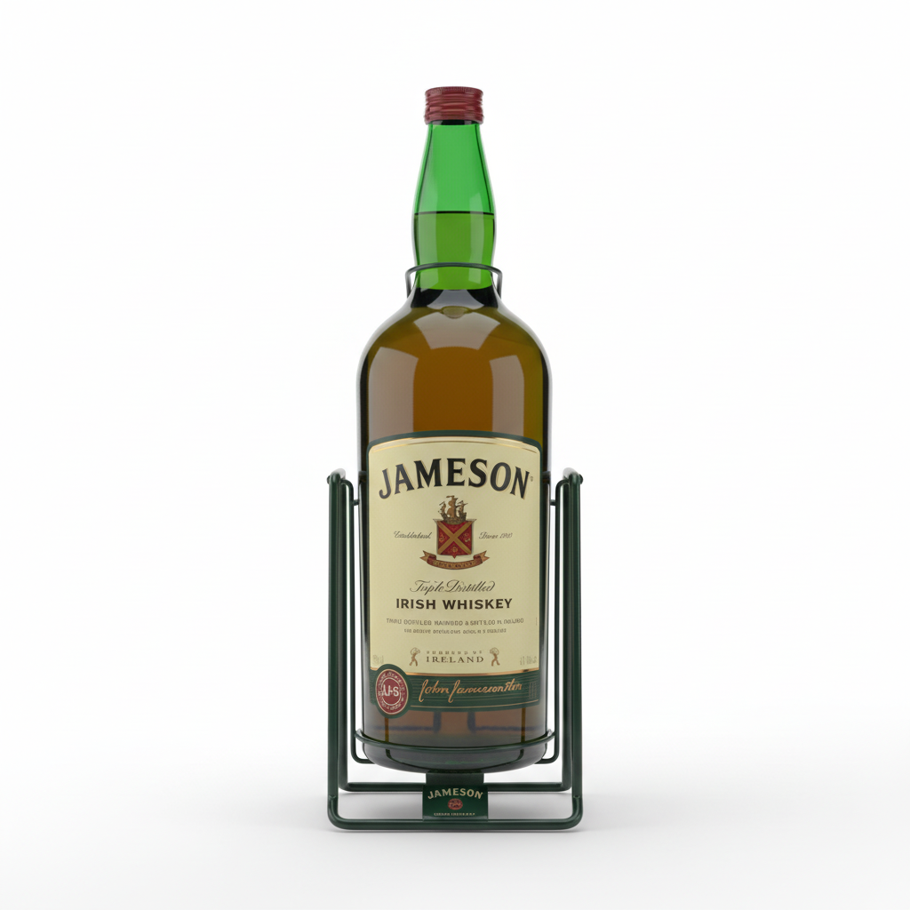 Jameson Irish Whiskey Cradle bottle with stand