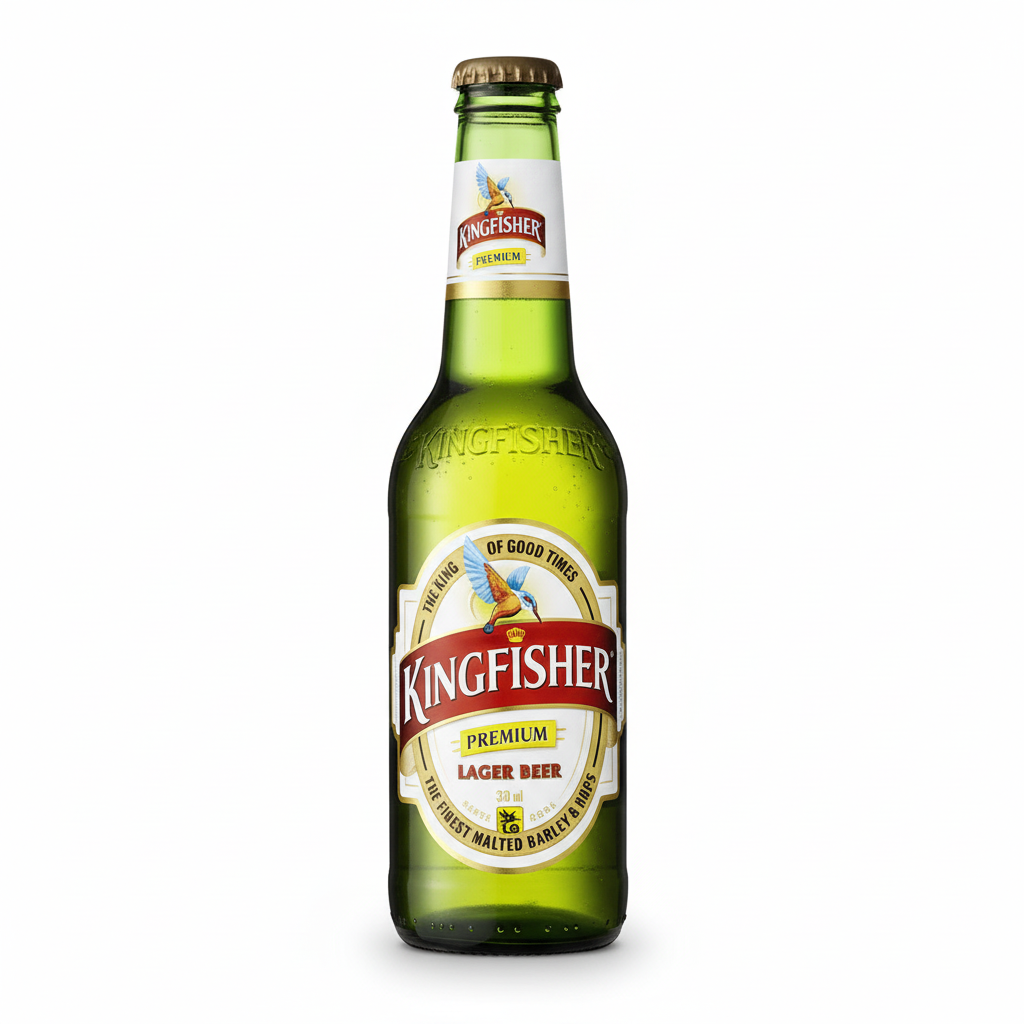 Kingfisher Premium Lager Beer 330mL Bottle Professional Product Image