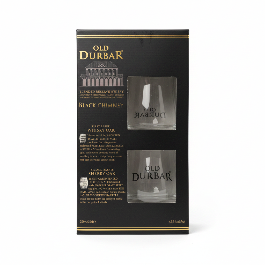 Old Durbar Black Chimney Gift Pack Back Studio Shot