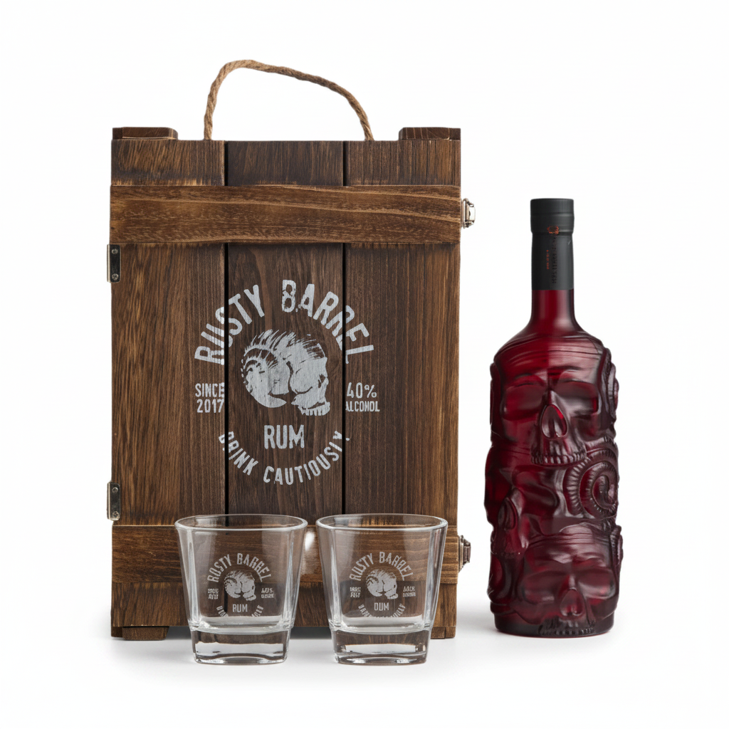 Rusty Barrel Spiced Rum Limited Edition Crate Gift Pack